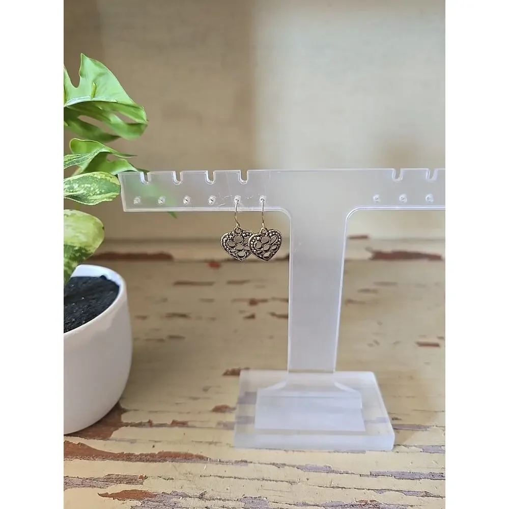 Silver Tone Filigree Hollow Heart‎ Shaped Fashion Jewelry Drop Dangle Earrings
